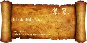 Nick Nóna névjegykártya